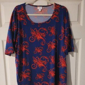 LuLaRoe blue and red shirt size L